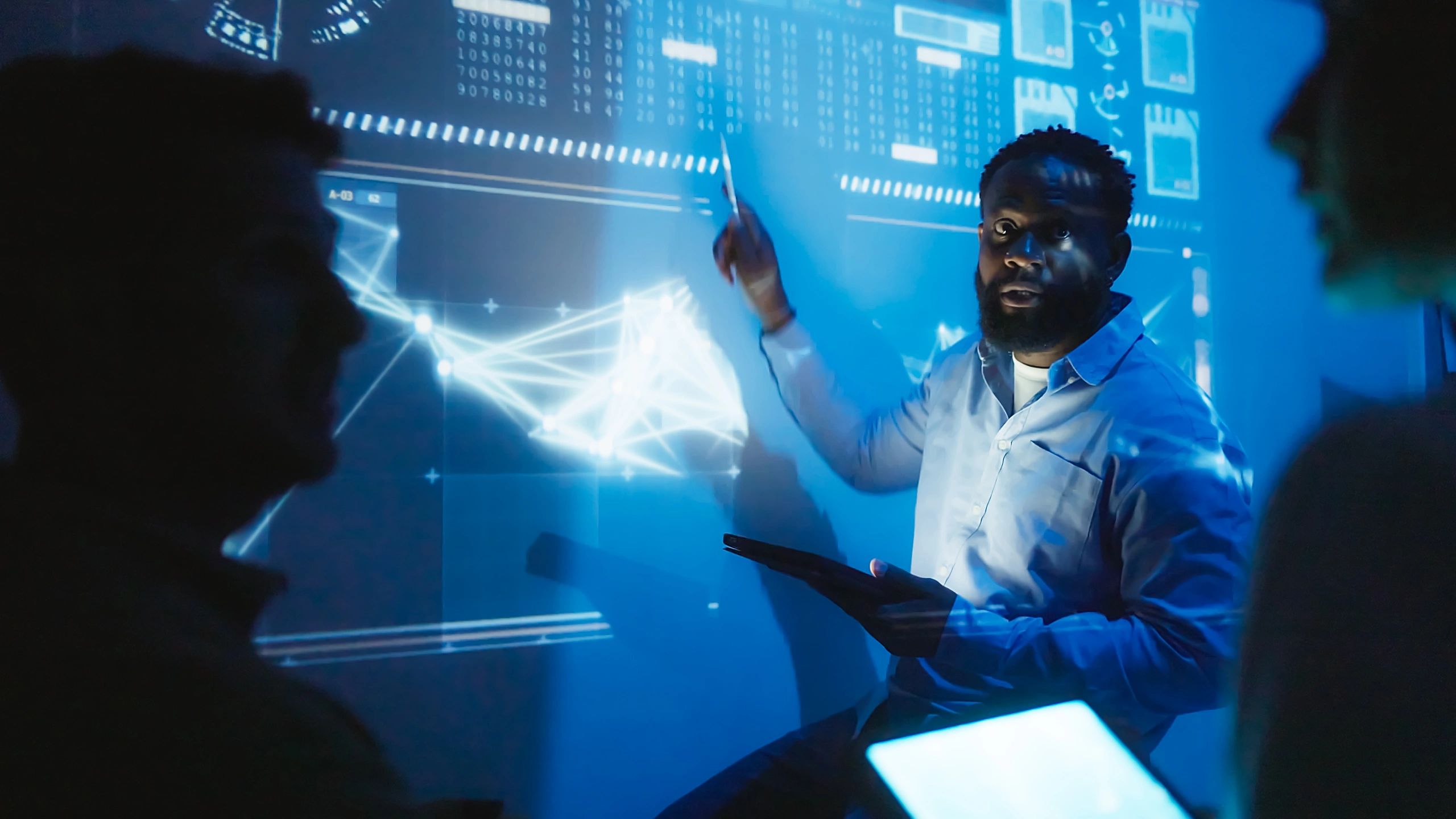 technology consulting team, software experts, business meeting